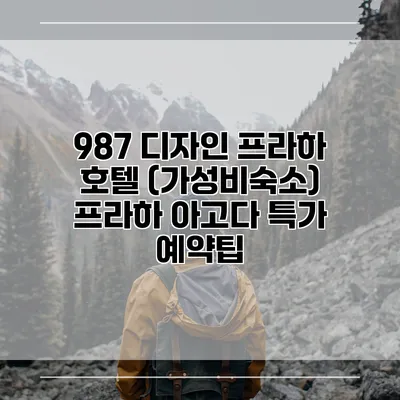 987 디자인 프라하 호텔 (가성비숙소) 프라하 아고다 특가 예약팁