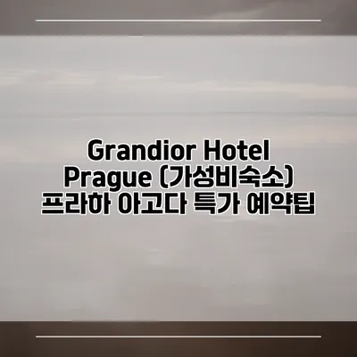 Grandior Hotel Prague (가성비숙소) 프라하 아고다 특가 예약팁