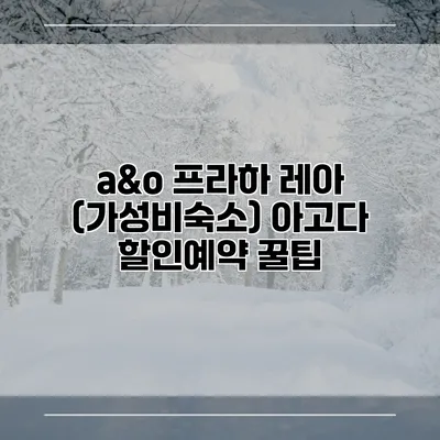 a&o 프라하 레아 (가성비숙소) 아고다 할인예약 꿀팁