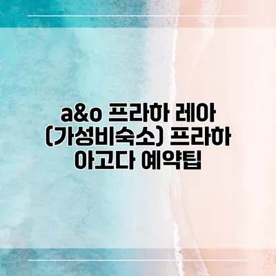 a&o 프라하 레아 (가성비숙소) 프라하 아고다 예약팁