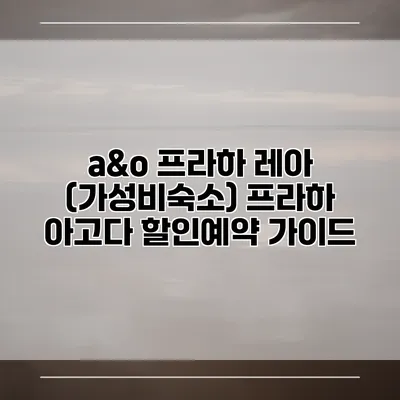 a&o 프라하 레아 (가성비숙소) 프라하 아고다 할인예약 가이드