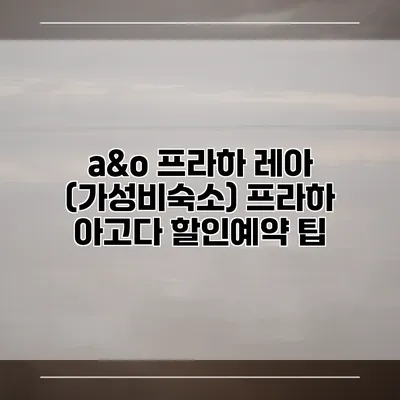 a&o 프라하 레아 (가성비숙소) 프라하 아고다 할인예약 팁