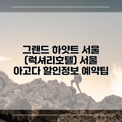 그랜드 하얏트 서울 (럭셔리호텔) 서울 아고다 할인정보 예약팁