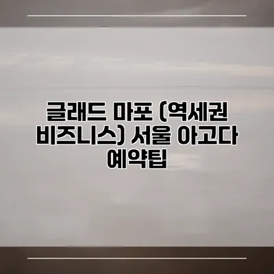 글래드 마포 (역세권 비즈니스) 서울 아고다 예약팁
