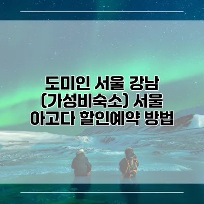 도미인 서울 강남 (가성비숙소) 서울 아고다 할인예약 방법