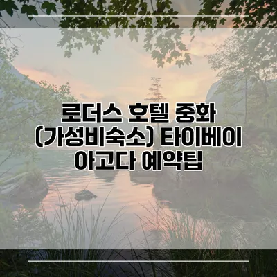 로더스 호텔 중화 (가성비숙소) 타이베이 아고다 예약팁