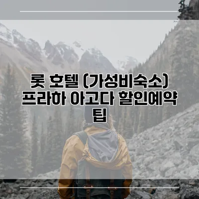 롯 호텔 (가성비숙소) 프라하 아고다 할인예약 팁