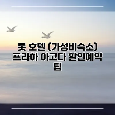 롯 호텔 (가성비숙소) 프라하 아고다 할인예약 팁