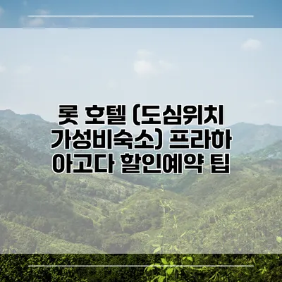 롯 호텔 (도심위치 가성비숙소) 프라하 아고다 할인예약 팁
