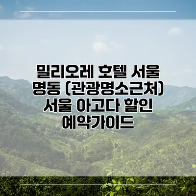 밀리오레 호텔 서울 명동 (관광명소근처) 서울 아고다 할인 예약가이드