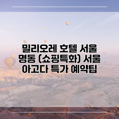 밀리오레 호텔 서울 명동 (쇼핑특화) 서울 아고다 특가 예약팁