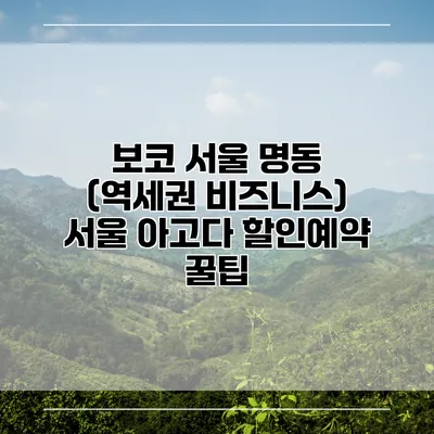 보코 서울 명동 (역세권 비즈니스) 서울 아고다 할인예약 꿀팁