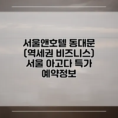 서울앤호텔 동대문 (역세권 비즈니스) 서울 아고다 특가 예약정보