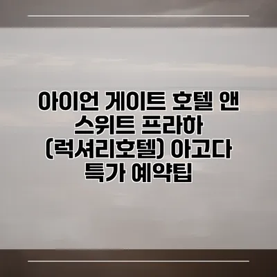 아이언 게이트 호텔 앤 스위트 프라하 (럭셔리호텔) 아고다 특가 예약팁