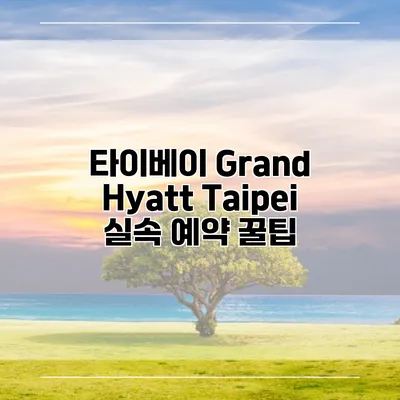 타이베이 Grand Hyatt Taipei 실속 예약 꿀팁