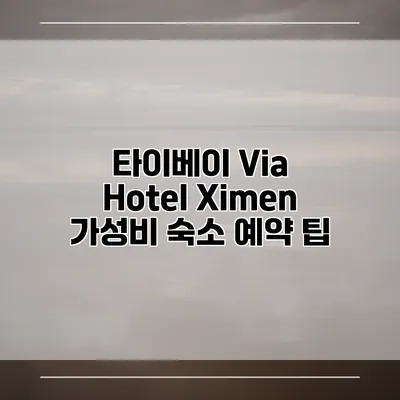 타이베이 Via Hotel Ximen 가성비 숙소 예약 팁