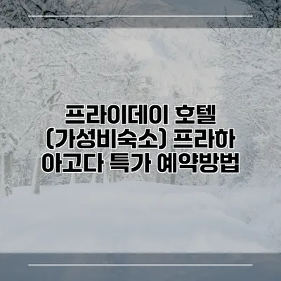 프라이데이 호텔 (가성비숙소) 프라하 아고다 특가 예약방법