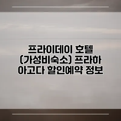 프라이데이 호텔 (가성비숙소) 프라하 아고다 할인예약 정보