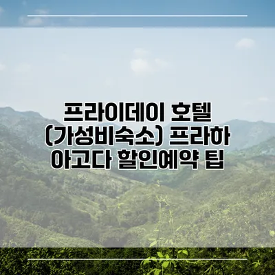 프라이데이 호텔 (가성비숙소) 프라하 아고다 할인예약 팁