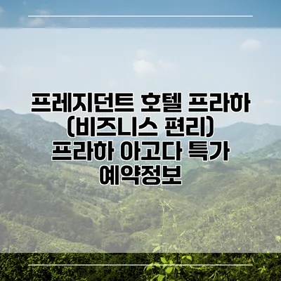 프레지던트 호텔 프라하 (비즈니스 편리) 프라하 아고다 특가 예약정보