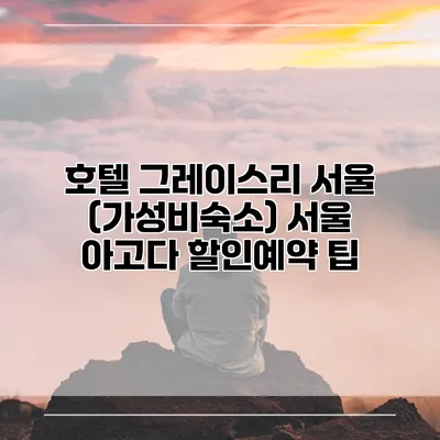 호텔 그레이스리 서울 (가성비숙소) 서울 아고다 할인예약 팁