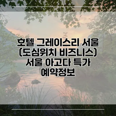 호텔 그레이스리 서울 (도심위치 비즈니스) 서울 아고다 특가 예약정보