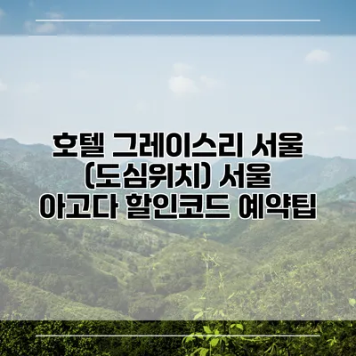 호텔 그레이스리 서울 (도심위치) 서울 아고다 할인코드 예약팁