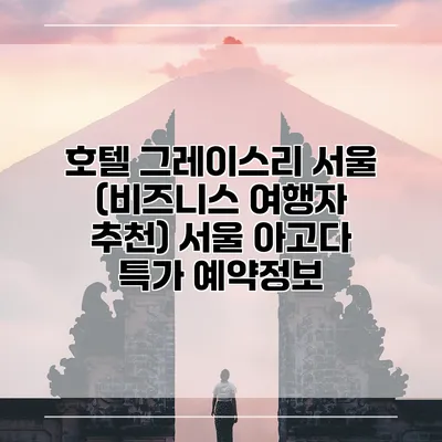 호텔 그레이스리 서울 (비즈니스 여행자 추천) 서울 아고다 특가 예약정보