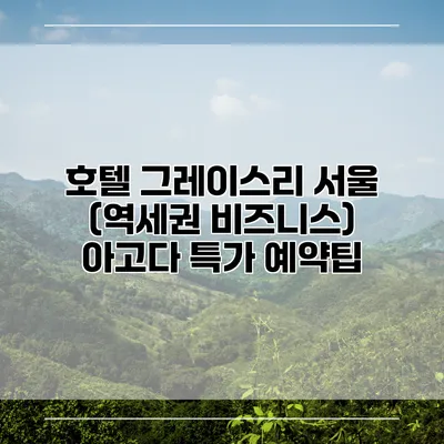 호텔 그레이스리 서울 (역세권 비즈니스) 아고다 특가 예약팁