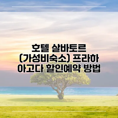호텔 살바토르 (가성비숙소) 프라하 아고다 할인예약 방법