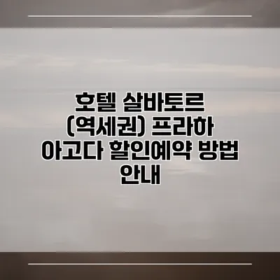 호텔 살바토르 (역세권) 프라하 아고다 할인예약 방법 안내