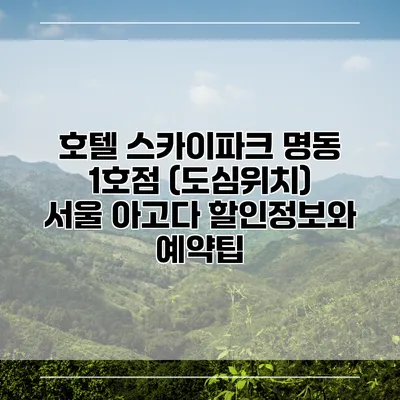 호텔 스카이파크 명동 1호점 (도심위치) 서울 아고다 할인정보와 예약팁