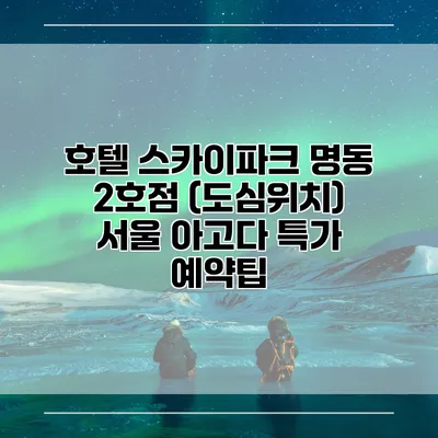 호텔 스카이파크 명동 2호점 (도심위치) 서울 아고다 특가 예약팁