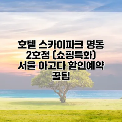 호텔 스카이파크 명동 2호점 (쇼핑특화) 서울 아고다 할인예약 꿀팁