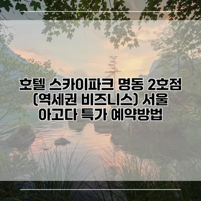호텔 스카이파크 명동 2호점 (역세권 비즈니스) 서울 아고다 특가 예약방법