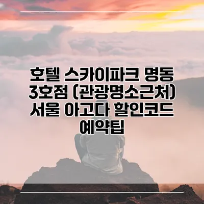 호텔 스카이파크 명동 3호점 (관광명소근처) 서울 아고다 할인코드 예약팁