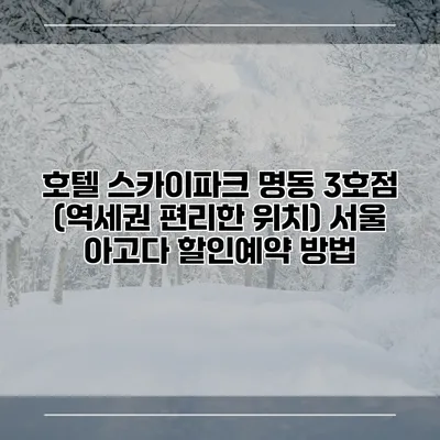 호텔 스카이파크 명동 3호점 (역세권 편리한 위치) 서울 아고다 할인예약 방법