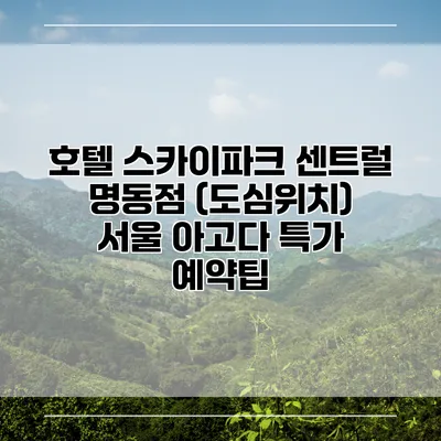 호텔 스카이파크 센트럴 명동점 (도심위치) 서울 아고다 특가 예약팁