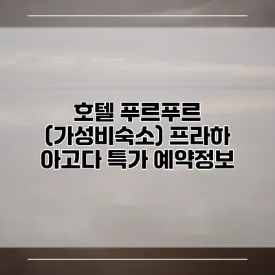 호텔 푸르푸르 (가성비숙소) 프라하 아고다 특가 예약정보