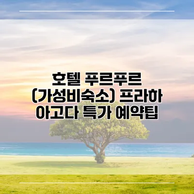 호텔 푸르푸르 (가성비숙소) 프라하 아고다 특가 예약팁
