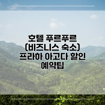호텔 푸르푸르 (비즈니스 숙소) 프라하 아고다 할인 예약팁