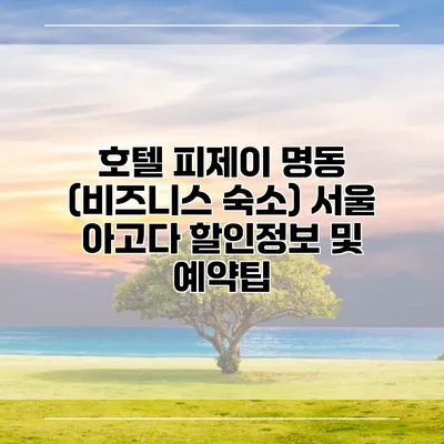 호텔 피제이 명동 (비즈니스 숙소) 서울 아고다 할인정보 및 예약팁