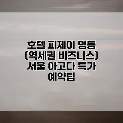 호텔 피제이 명동 (역세권 비즈니스) 서울 아고다 특가 예약팁